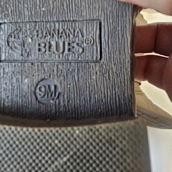 Banana Blue Studded Taupe Knee Tall Boots Sz 9M Buckle Block Heel Moto Fall S129 - Picture 8 of 12